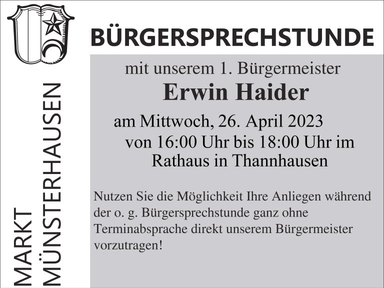 Bürgersprechstunde Münsterhausen 26.04.2023