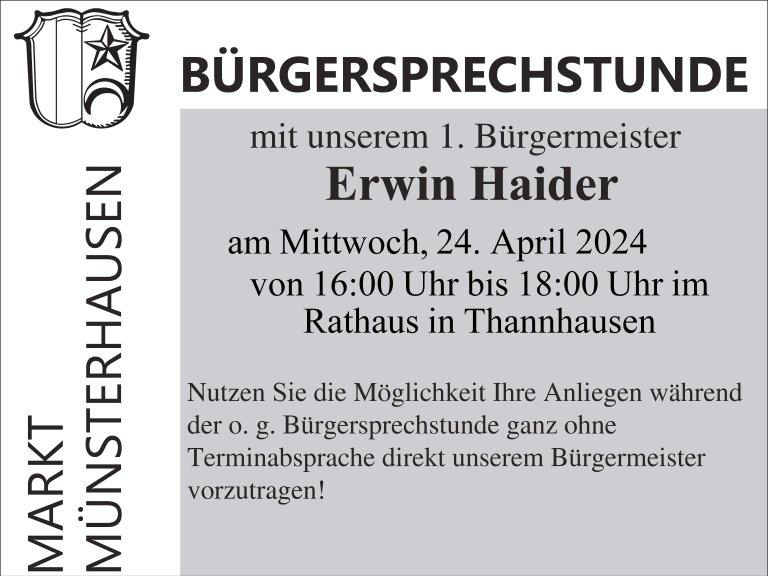 Bürgersprechstunde Münsterhausen 29.11.2023